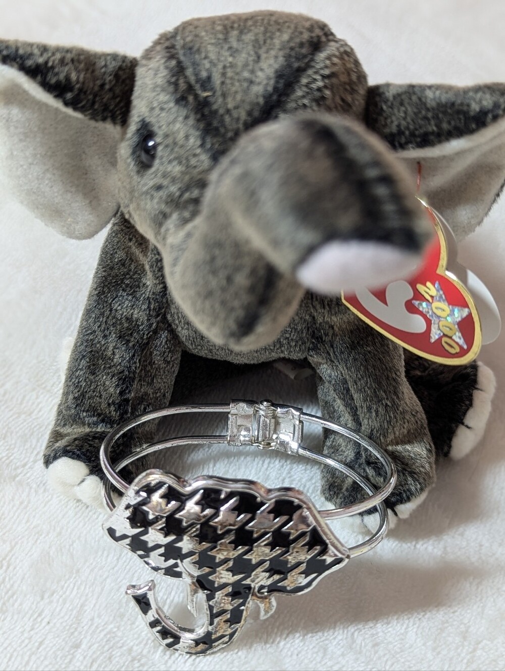 Alabama Crimson Tide Houndstooth Elephant Hinged Bangle Bracelet -Big Al not inc